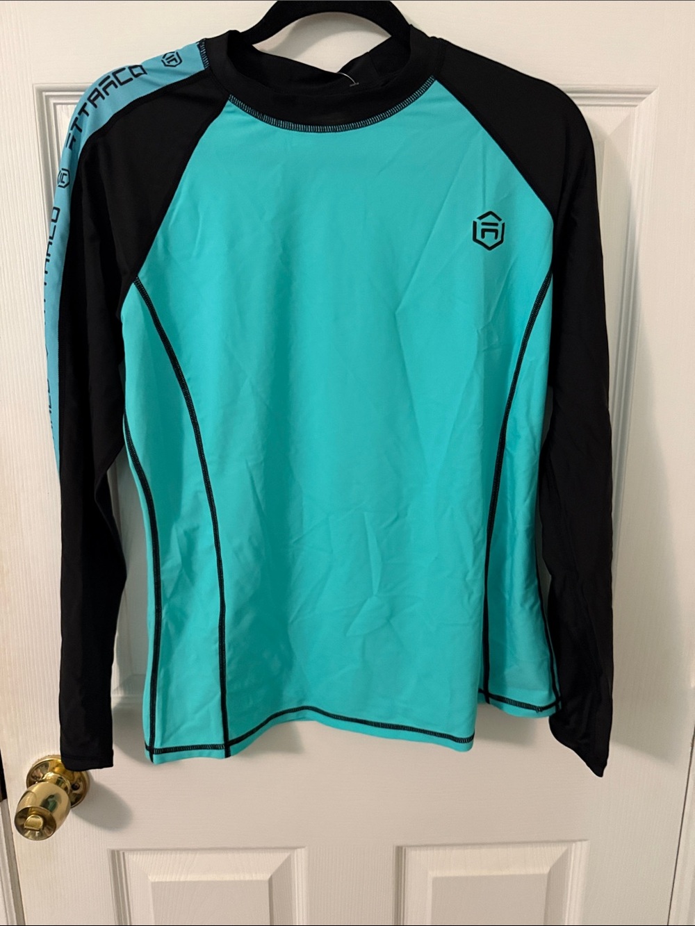 Turquoise & Black Long Sleeve Rash Guard Bike Jersey